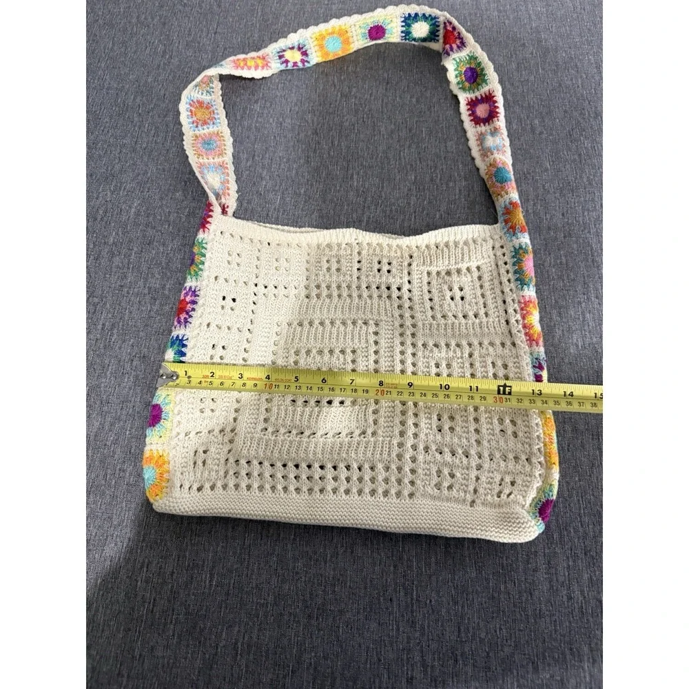 Crochet Granny Square Boho Beach Tote Bag